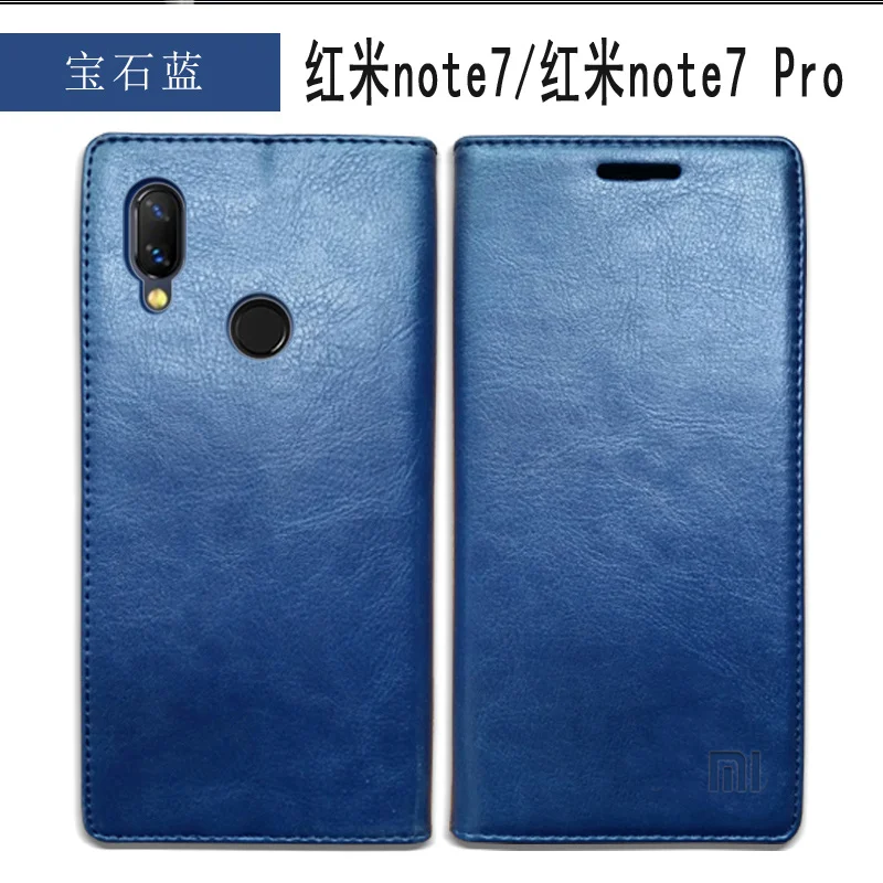 Чехол для Xiaomi Redmi Note 7, роскошный чехол-книжка из натуральной кожи для Xiaomi Redmi Note 7 Pro, Магнитный чехол-кошелек для Redmi Note 7 - Цвет: Синий