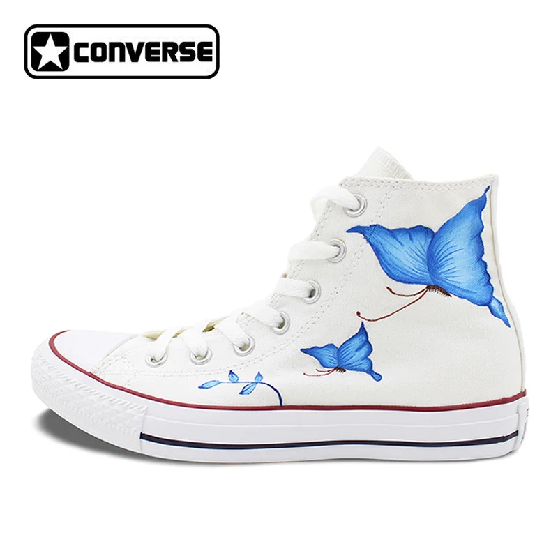 

Shoes Man Woman Converse Chuck Taylor Blue Butterfly Original Design Custom Hand Painted Shoes White Canvas Sneakers