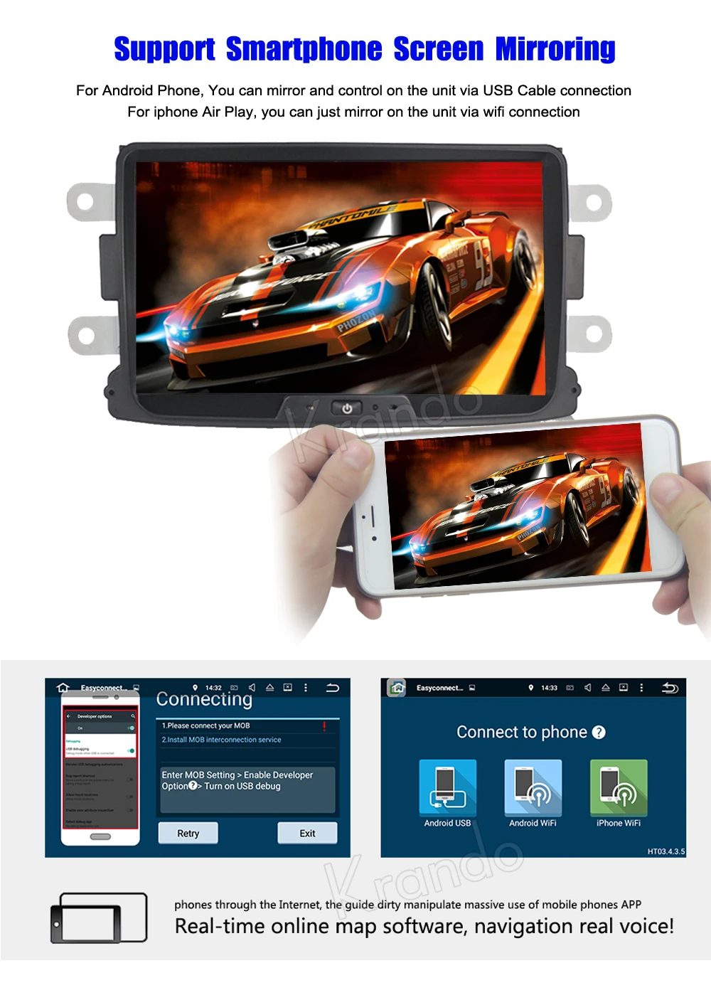 Perfect Krando Android 8.1 8" (no dvd) car radio player navigation gps for RENAULT DUSTER audio multimedia entertainment system 4