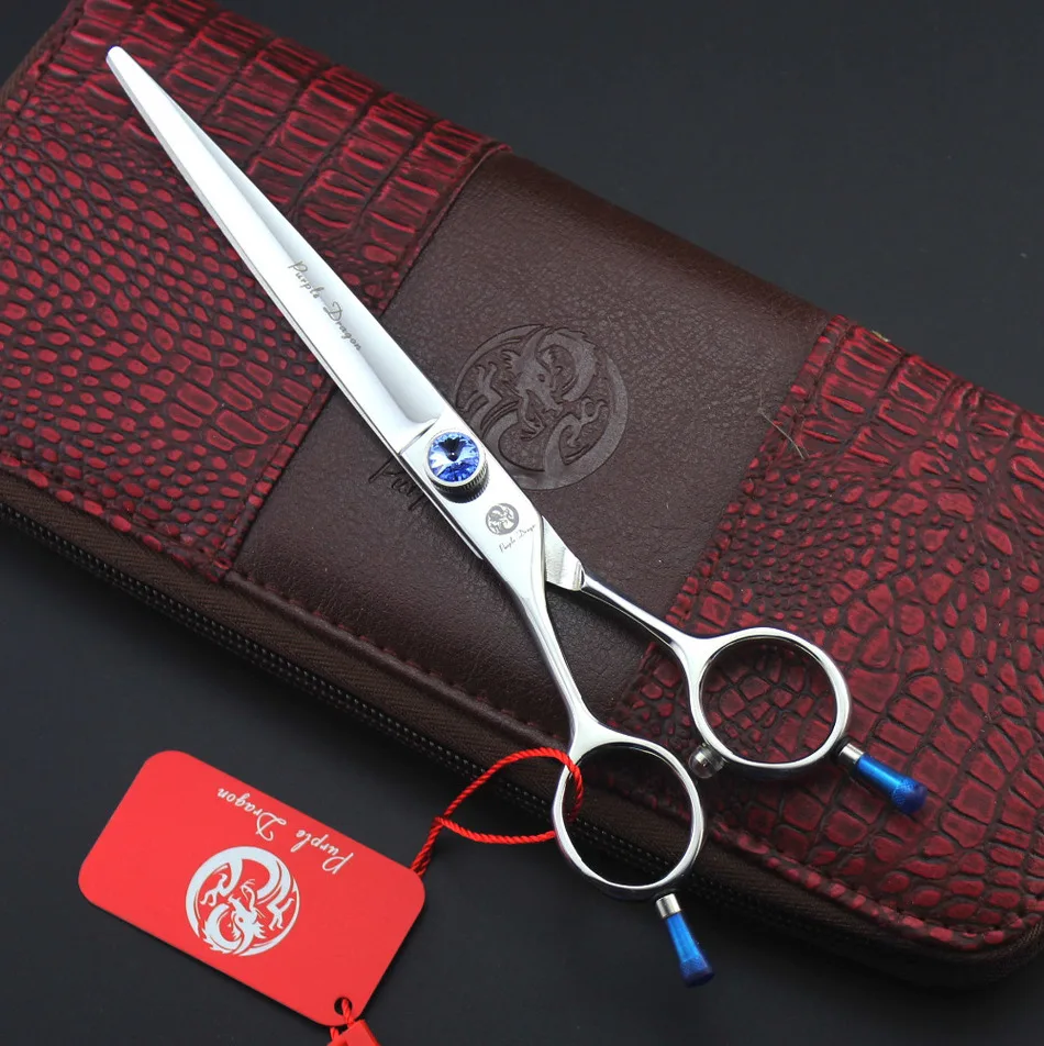 Left hand dog grooming scissors 7 INCH Purple dragon Silvery tesoura