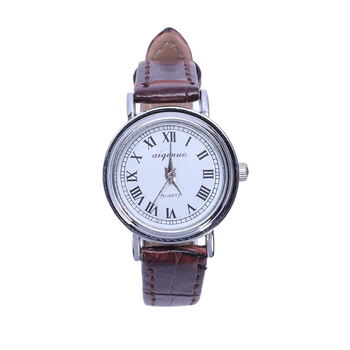 

Ulzzang Alloy Ladies Simple Retro Compact Roman Digital Dial Waterproof Leather Thin Strap Quartz Watch