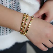 Хороший Радужный красочный нерегулярный CZ Кристалл Открытый браслет для женщин милая девушка Рождество Регулируемые Ювелирные изделия Подарки