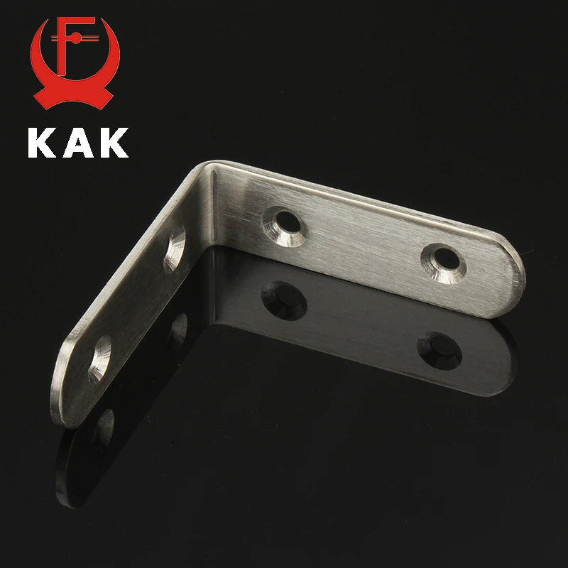 Stainless Steel Corner Brackets 10PCS Stainless Steel Angle Corner Brackets Fasteners Protector Seven Size Corner Stand Supporting Furniture Hardware
