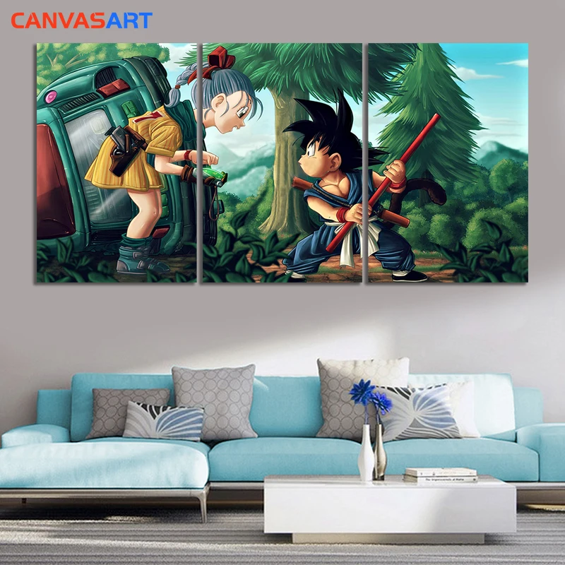 Lienzo cuadro de habitación lienzo Panel moderno Bulma y Goku dragón  pinturas de pelota Módulo de arte póster Marco de decoración del  hogar|Pintura y caligrafía| - AliExpress