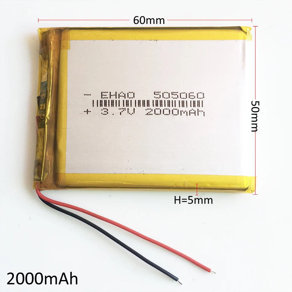 505060 литий-полимерный аккумулятор Перезаряжаемые батарея 3,7 v 2000 mAh для gps аккумуляторные ячейки для MP4 MP5 5*50*60 мм видеоигры Оборудование для psp gps динамик gps