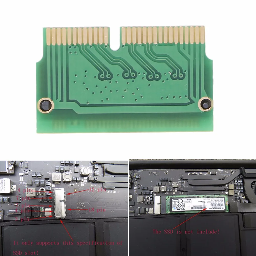 M Key M.2 PCI-e до 12+ 16Pin AHCI SSD адаптер для 2013 Mac Air A1465 A1466 Pro A1398 A1502 до MD711 MD712