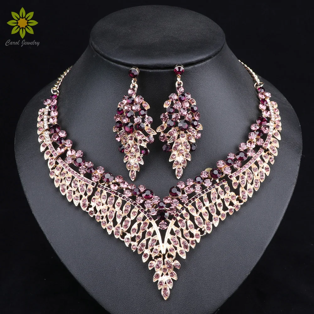Leaf African Bridal Jewelry Sets for Women Big Crystal Statement Necklace Earrings Sets Wedding Jewelry Leaf African Bridal Jewelry Sets for Women Big Crystal Statement Necklace Earrings Sets Wedding Jewelry