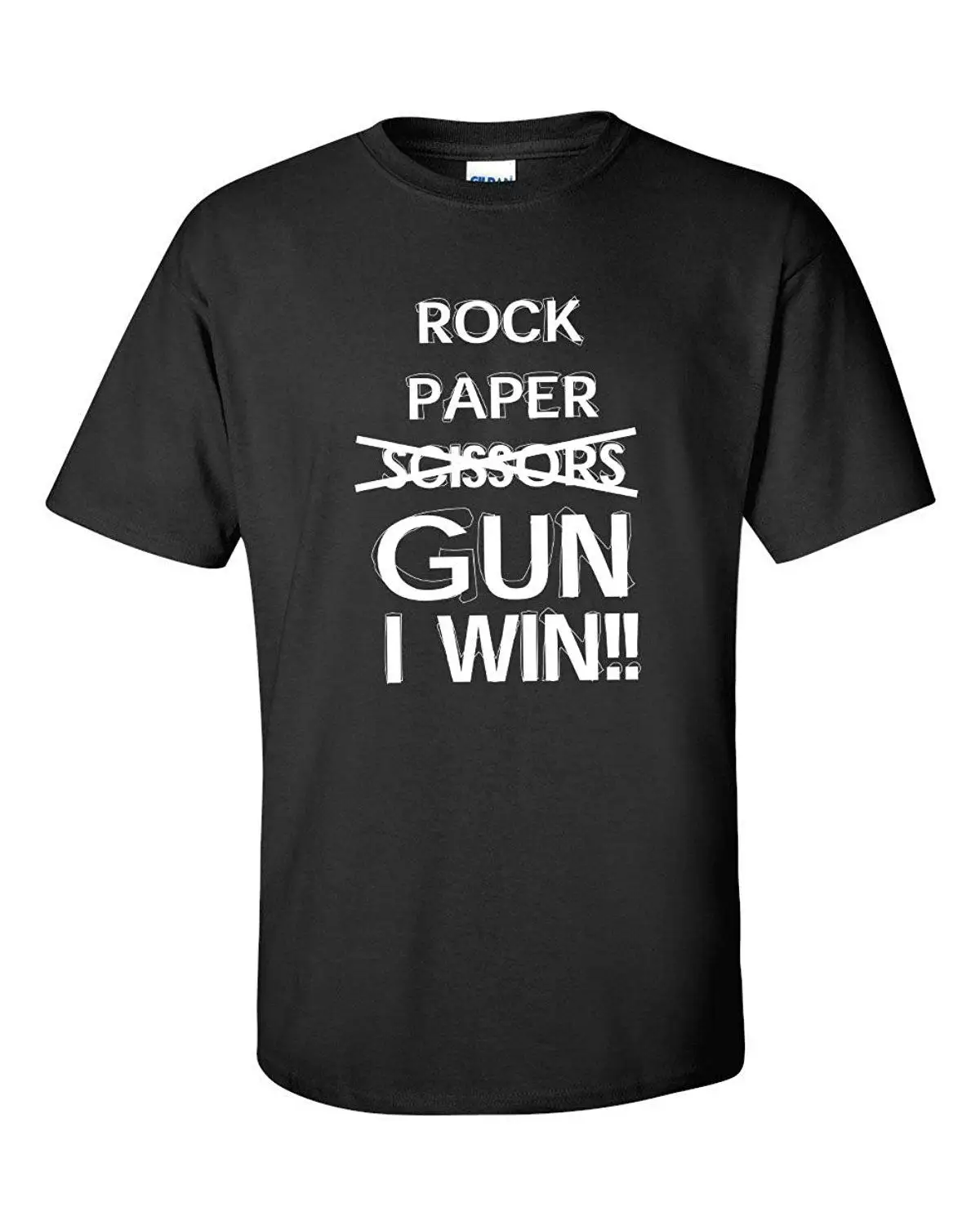 Funny T Shirts Short Graphic Rock Paper Gun I Win Crew Neck Mens | Мужская одежда
