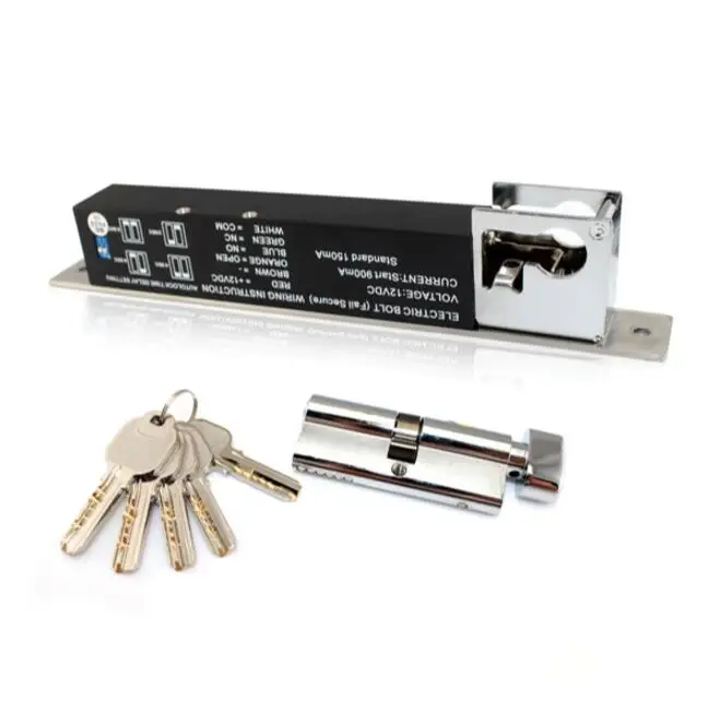 

Fail Secure Electric Bolt With Mort Lock Cylinder Smart Electric Lock (NO/NC) Normally Open Access Lock