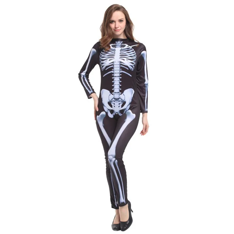 Halloween Skeleton Costumes For Men Hell Devil Demon Scary Cosplays Carnival Purim Parade Masquerade Nightclub Bar Party Dress