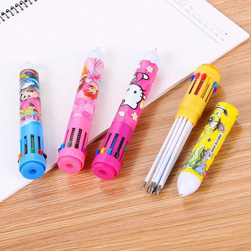 100 шт креативные канцелярские принадлежности 10 Цветов шариковая ручка студенческие призы многофункциональная цветная Милая ручка для обучения рисованию граффити