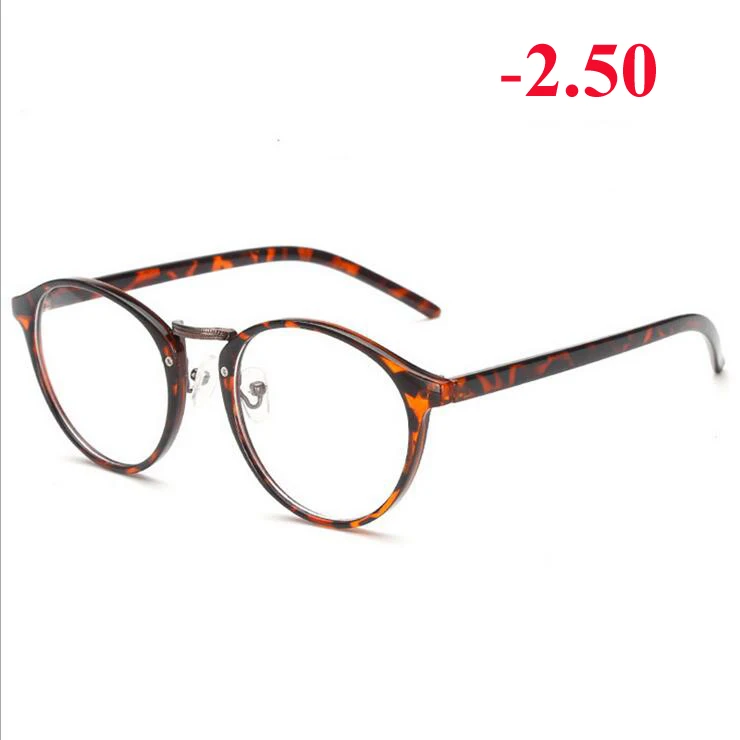 Мужские и женские очки для близорукости, ретро очки в пластиковой металлической оправе, оптические овальные диоптрийные очки-1,0-1,5-2,0-2,5-3,0-3,5-6,0 - Цвет оправы: Myopia 250