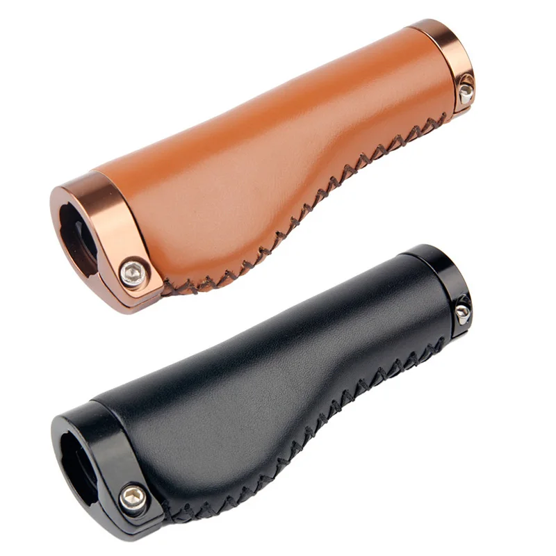 

1 Pair Retro Handle Cover Bicycle Grips Lockable Bike Handle Handlebar PU Leather Cover FG66