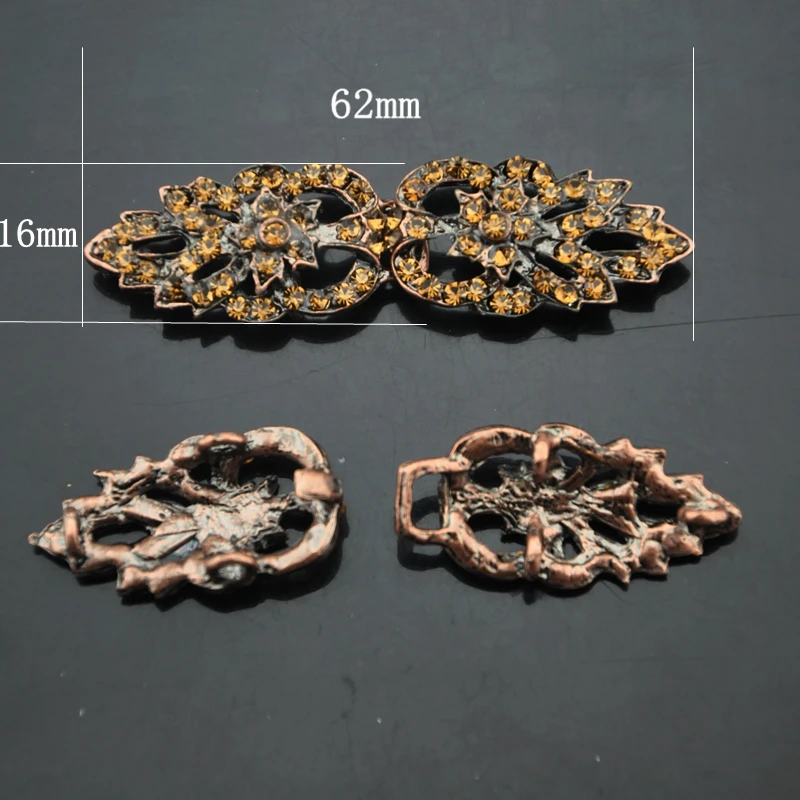 Высококачественного металла горный хрусталь камушек декоративные пряжки кнопки для пальто и одежды и пальто одежда, черный медь серый для пальто