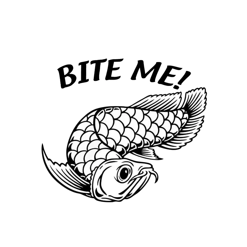 

18.2cm*15.8cm Bite Me Arowana Fish Car-Styling Stickers Decals Vinyl Motorcycle Decor S4-0047