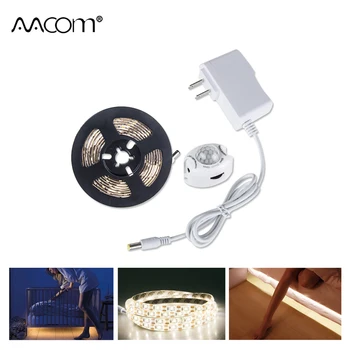 

2835 PIR Motion Sensor LED Strip Light 1M-5M 60 LEDs/m With 12V Power Adapter Human Body Sensor Lights Bed Kitchen Closet Lamp