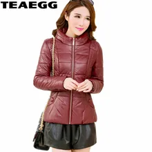 TEAEGG Толстая винно-красная куртка из искусственной кожи женская новая весна осень Базовая уличная хлопковая короткая женская куртка пальто Топы AL685