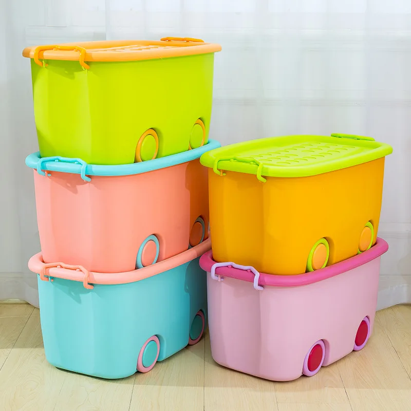 

New Type Clothes Receiving Box Plastic Clothes Receiving Box Receiving Dust-proof Small Storage Box with Pulley