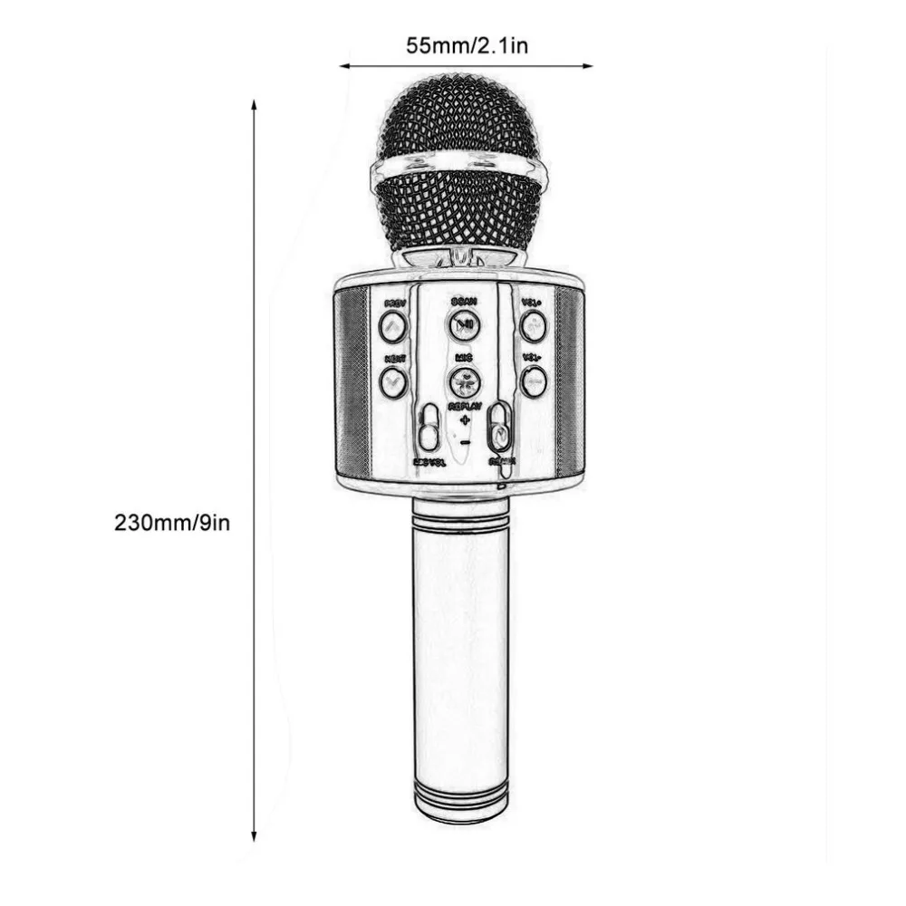 Портативный размер WS858 беспроводной Bluetooth микрофон Высокая чувствительность дома KTV воспроизведения музыки онлайн чат микрофон Прямая поставка