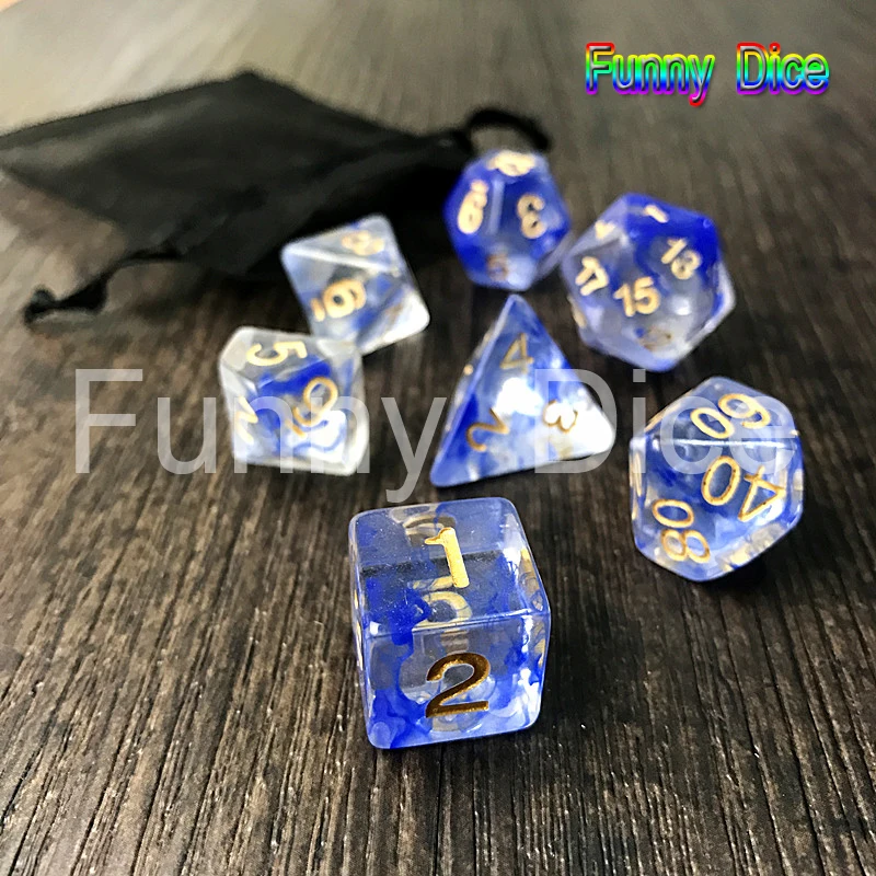 

Top Quality 7pcs Dice Set with Nebula Effect Juegos De Mesa Dados Dungeons and Dragons Rpg Dice Board Game