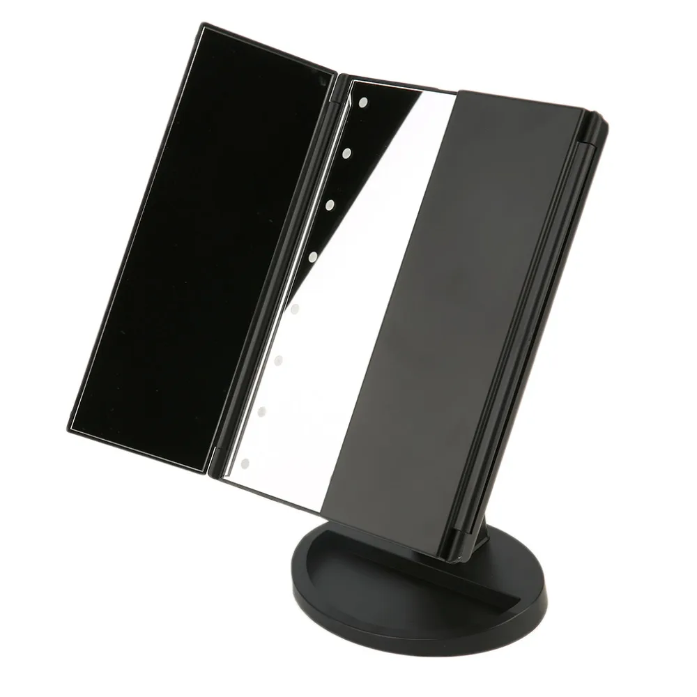 

Pro Portable Three Folding Table LED Lamp Luminous Makeup Mirror Adjustable Tabletop Countertop Light Technological Mirror Pop