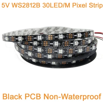 

5m 5V WS2812B 30LED/M Dream Color RGB Pixel LED Strip,Built-in WS2811 IC Individually Addressable IP20 Non-Waterproof Black PCB