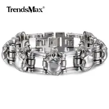 Trendsmax 316L браслет из нержавеющей стали 3/7 браслет-цепочка с черепом Байкер велосипедный браслет для мужчин мальчиков мужские ювелирные изделия HB284