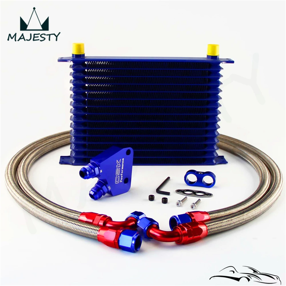 15 Row Oil Cooler + femal Sandwich Plate For BILLET LS1 LS2 LS3 LSX VE