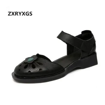 

2019 New Flower Hollow Summer Soft Genuine Leather Shoes Women Sandals Fashionable Elegant Lady Casual Shoes Woman Shoes Sandals