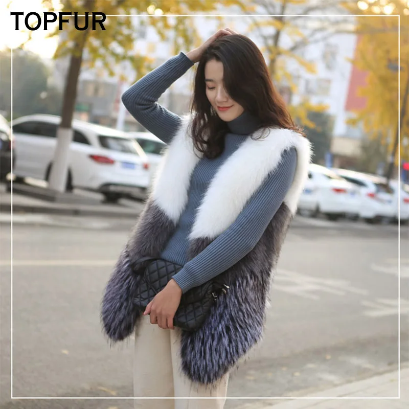 TOPFUR 2018 New Real Fur Vest Women Winter Natural Fox Fur Gilet Luxury Female Fashion Style Fox Fur Waistcoat V-Neck Fur Vest TOPFUR 2018 New Real Fur Vest Women Winter Natural Fox Fur Gilet Luxury Female Fashion Style Fox Fur Waistcoat V-Neck Fur Vest