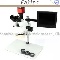 3.5 - 90X Trinocular Zoom Stereo Microscope + ขาตั้ง + 0.5/2X เสริมวัตถุประสงค์เลนส์ + 56 LED แหวน + HDMI VGA + 8 "LCD
