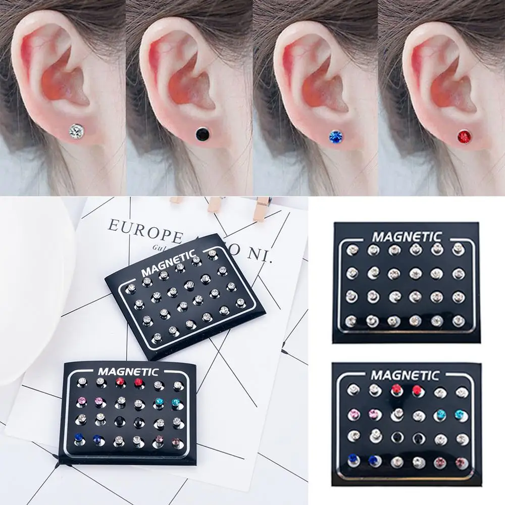 

12 Pairs/Set Magnetic Care Ear Stud Fashion Earrings Non Piercing Earrings Jewelry No Ear Hole Gift Mens Women Lovers Jewelry