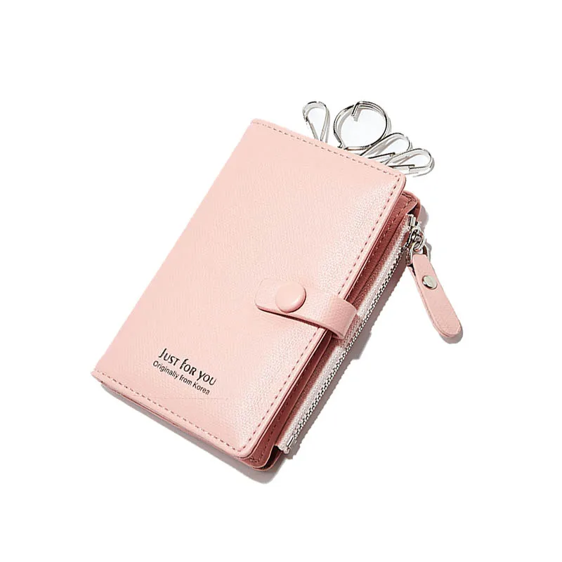 

Card Key Organizer Coin Pocket Key Holder Leather Women Wallets Housekeeper Ladies Purse Case Cover Female Clutch Bag W226