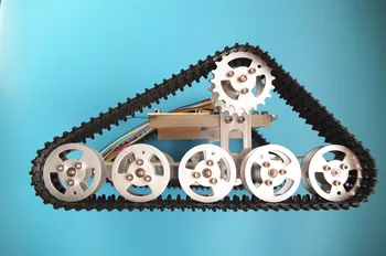 

New arrived T400 full Metal Track type Aluminum RC Tank chassis Robot dolly Holzer velocity measurement hobbies DIY