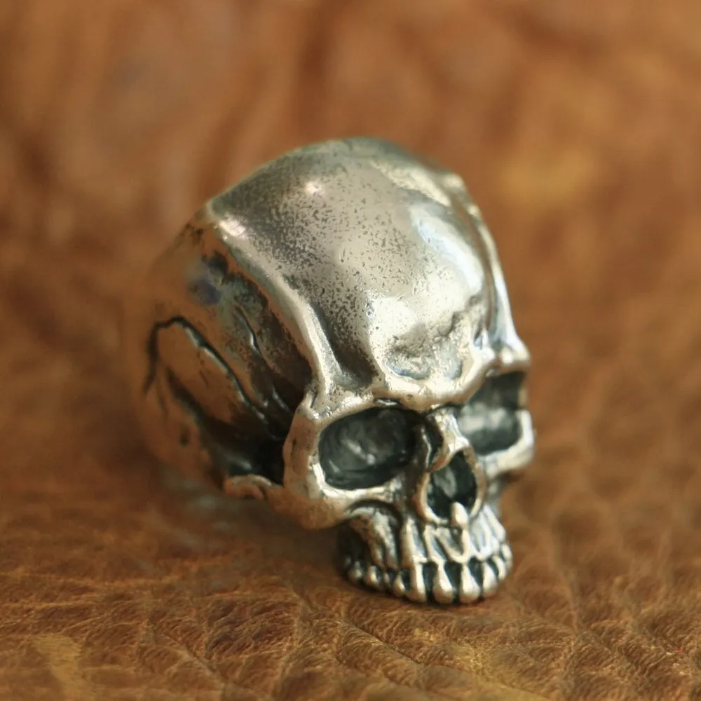 Кольцо из стерлингового серебра 925 пробы с черепом мужское байкерское панк кольцо TA102A Размер США 7~ 15