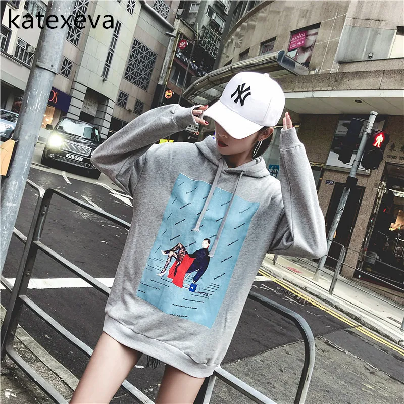 Katexeva 2018 Осенняя женская обувь модные толстовка с капюшоном Корейская версия