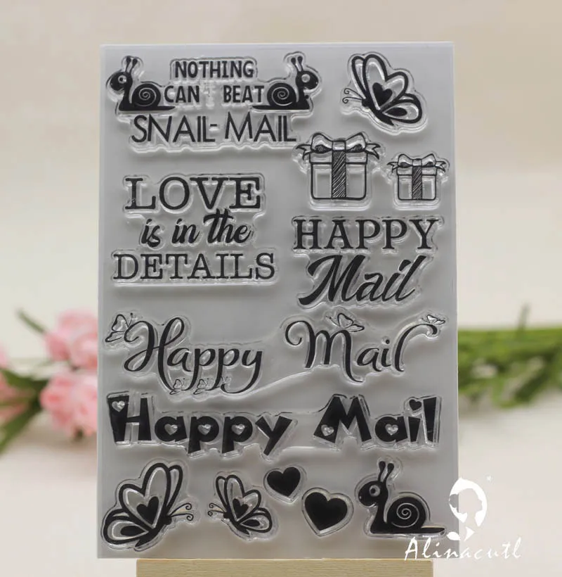 Прозрачные штампы happy mail snail love mail Скрапбукинг Бумага для скрапбукинга бумага для рукоделия силиконовый резиновый ролик прозрачный штамп