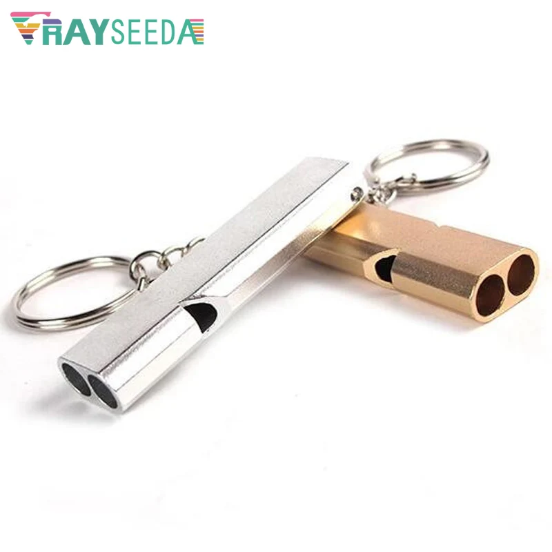 Rayseeda المفاتيح الطوارئ صفارة إنقاذ مزدوجة التردد ل في الهواء الطلق التخييم المشي لمسافات طويلة الألومنيوم سبائك بصوت عال الرياضية الحكم الأن...