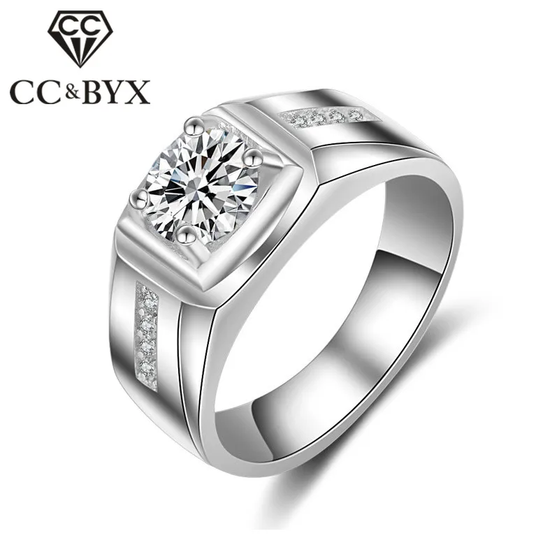 CC S925 Silver Classic Men Ring Uomo Gentleman Love Promise Bridegroom