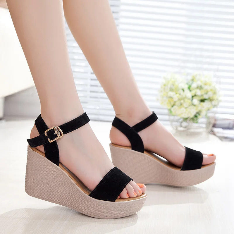 

Nice Pop Fashion New Platform Women Wedges Sandals Open Toe Female Shoes For Women Nubuck Genuine Leather Summer Shoes