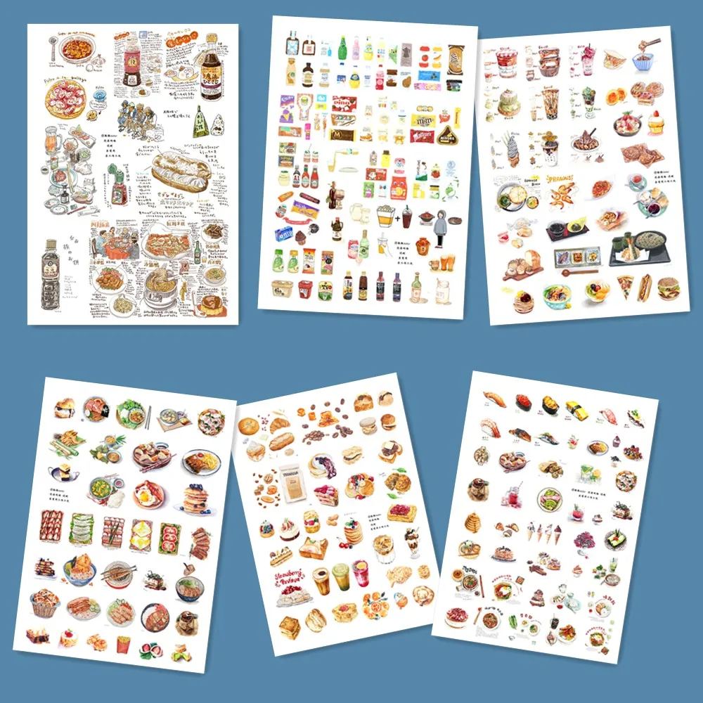 

A5 Hand-painted Delicious Food Hand Account Stickers without cutting Decoration DIY Ablum Diary Scrapbooking