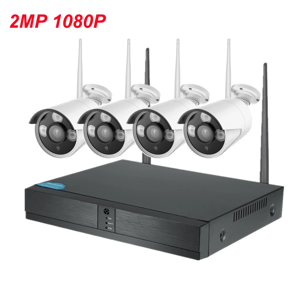 XMeye plug and play P2P 4ch WiFi NVR комплект 720 P/1080 P наружный IP nvr wifi комплект камер видеонаблюдения ИК Ночная Беспроводная система видеонаблюдения - Цвет: Серый