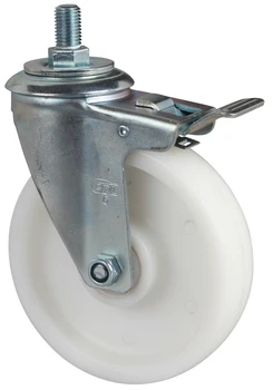 

1PC EDL Heavy 6 Inch Casters Wheels 200Kg Polyolefin Wheels Castor Thread Screw Double Bearing Iron Brake Industrial for trolley