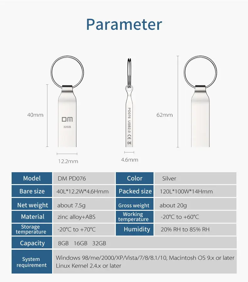 DM PD076 USB флеш-накопитель, 32 Гб металлический Водонепроницаемая Флэшка USB Memory Stick pen Drive реальная емкость USB флеш-накопитель U диск Бесплатная