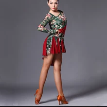 Для взрослых латинские танцевальные платья с цветочным принтом сценический костюм для женщин 3 размера доступны MD123