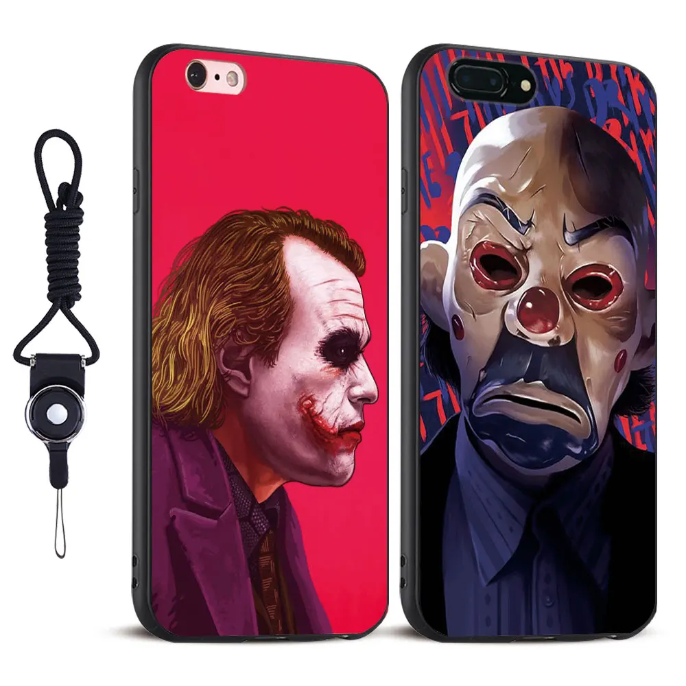 

The Joker Creative Coque Hang Rope TPU Soft Silicone Mobile Cell Phone Case Shell bag For Apple iPhone 5 SE 5S 6 6S Plus 7 7Plus