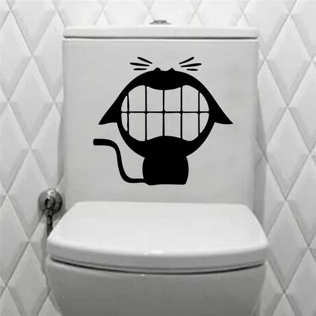 Mouth Smile Cat Silhouette Toilet Stickers Vinyl Home Decal Mouth Smile Cat Silhouette Toilet Stickers Vinyl Home Decal Mural Cute Animal Bathroom Wall