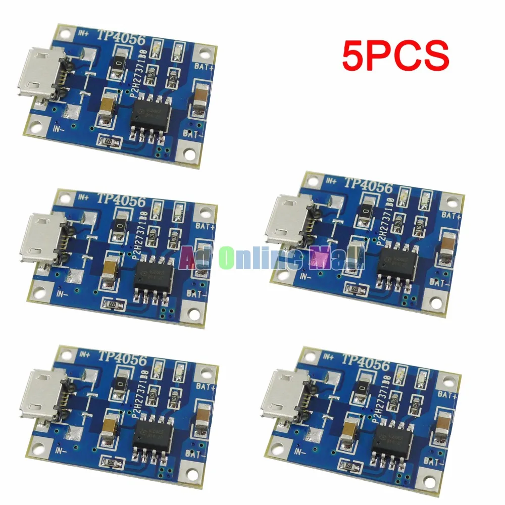 

5PCS/LOT TP4056 1A Rechargeable Charging Board Charger Module Lithium Battery Plates MICRO USB Interface