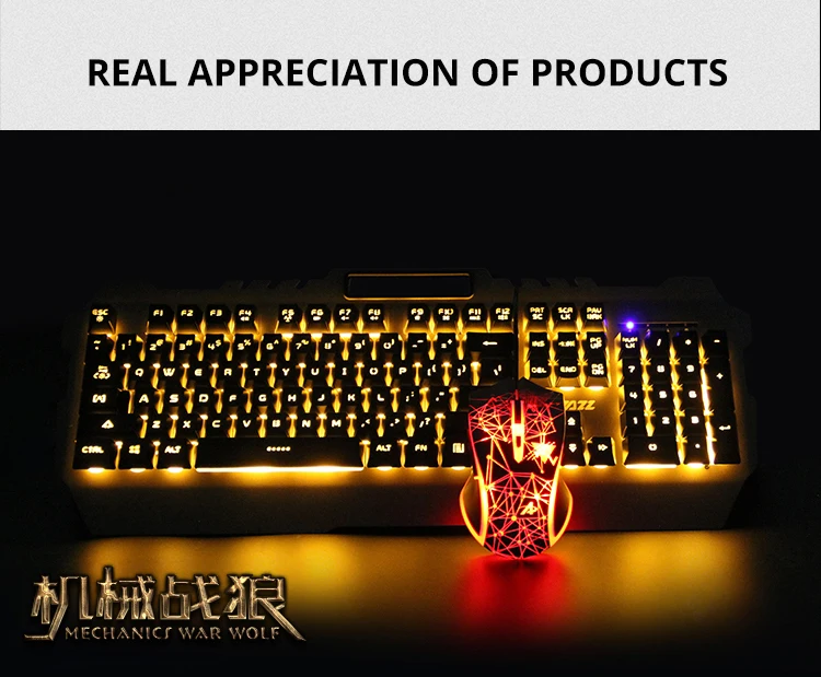 jazz Mechanical Wolf Wired Gaming Keyboard & Mouse Combos 104 Keys Backlit Keyboard 3200DPI Mouse  (22)