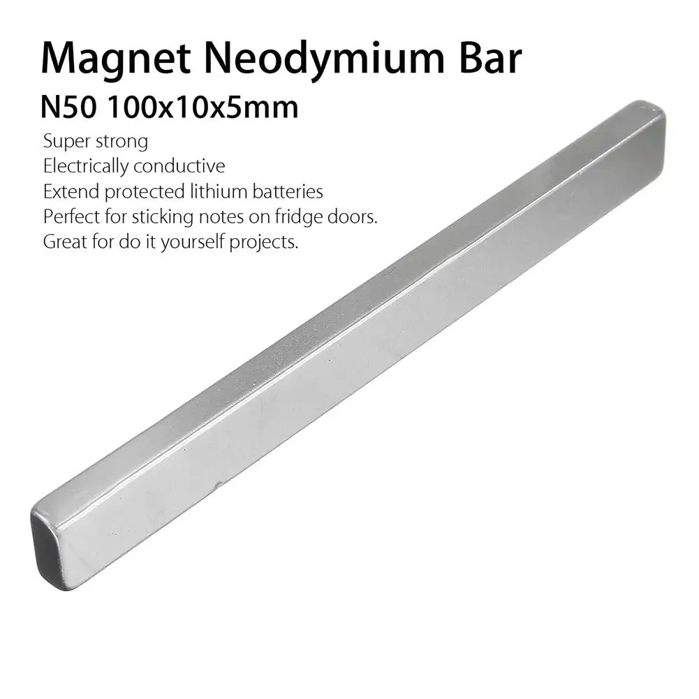 

100x10x5mm N50 Long Cuboid Block Bar Super Strong Rare Earth Neodymium Magnet